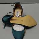 ELEGANTPARK Heels for Women Closed Toe Strappy Pointed High Heel Pumps Satin Pointy Wedding Evening Dress Shoes (6, Dark Green)