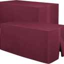 Hiasan Burgundy Waterproof Fitted Tablecloths 2 Pack, 30 x 96 Inch Tear Resistance Rectangle Table Cloth for 8 Foot Tables, Polyester Table Cover for Trade Show, Craft Show, Banquet, Wedding, Parties