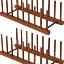 HBlife 2pcs Teak Dish Plate Bowl Cup Book Pot Lid Cutting Board Drying Rack Stand Drainer