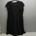 Eytino Plus Size Dresses for Women Summer Ruffle Cap Sleeve Lace V Neck Embroidery Eyelet A Line Dress, 1XL, Black