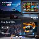 [Built-in Apps & 2026 Upgraded] Mini Projector with WiFi 6 and Bluetooth 5.4 Support 4K 1080P Auto Keystone 180° Rotatable Projector Portable Compatible with HDMI/TV Stick/Memory Stick/Laptop, Black