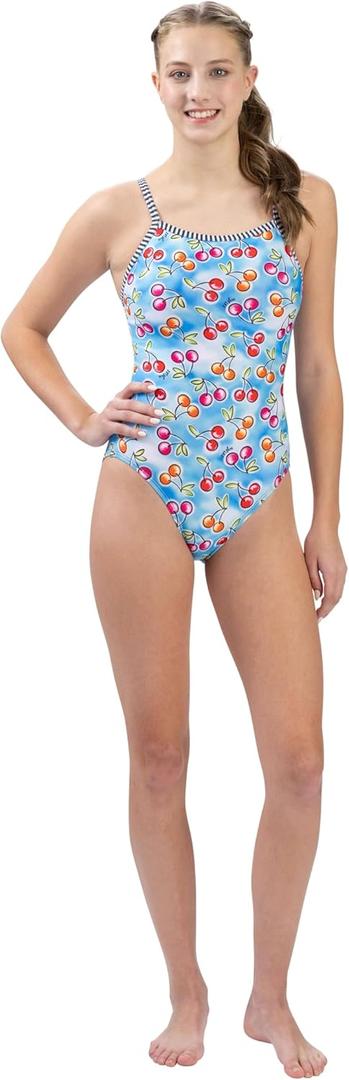 Dolfin Uglies Women's Print V Back 1-Piece (Wild Cherry, 36)