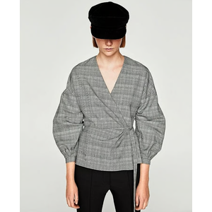 Zara Plaid, Tie Waist Shirt XS
