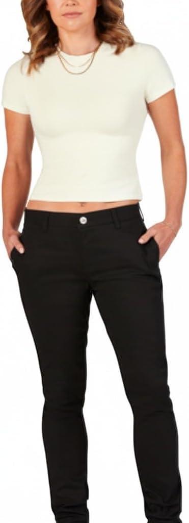 FIVESTAR GENERAL Women's Everyday Skinny Pant, Mid-Rise, Sits Below Waist, Button Closure with Zip Fly, Size 1