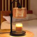 Boho Candle Warmer Lamp, Adjustable Height Candle Wax Warmer with Timer, Candle Lamp Warmer for Jar Candles, House Warming Gifts Brithday Gifts for Women Bedroom Home Decor (Rattan)
