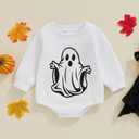 YINGISFITM Thanksgiving Halloween Baby Girl Boy Outfit Turkey Sweatshirt Bubble Romper Sweater Shirt Onesie Fall Clothes (White)