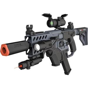 SOFITEN Automatic Sniper Rifle with Tactical Vest Kit, Scope Toy Foam Blaster Dart Toys with 120 Darts IR and Flashlight Shooting Outdoor Activity Game Birthday Xmas Gift for Kids Age 8+ (A1-black)