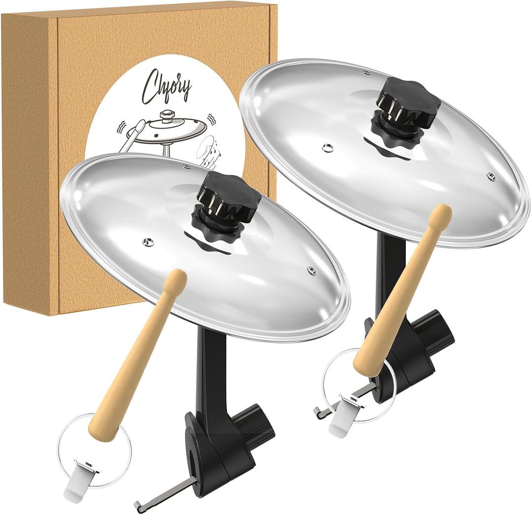 2 Pack Car Cymbal Air Vent, Mini Drum Crash Cymbal Set with Mini Drum Stick, Funny Musical Instruments Gadget for Drummer Music Lovers Gift, Compact Durable Car Accessory for Most Vehicles(Silver)