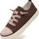 Toddler Little Kid Cushioned Canvas Shoes Slip On Sneakers Soft and Durable (Brown)