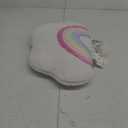 Little Love by NoJo White Cloud Pink, Yellow, Teal and Lavender Appliqued Rainbow Decorative Shaped Pillow