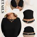 Riyiper 3 Pack Women's Ribbed Crop Tops, Long Sleeve Layer Tight Slim Fit Shirts Basic Crew Neck Tops Fall Y2k Clothes (XL)