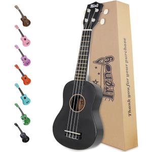 Trendy Soprano Saint Patrick's Day Ukulele for Beginners 21 Inch Hawaiian Wood Ukuleles for Adult Student Starter Four Strings Guitar (Black)