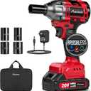 AVID POWER Impact Wrench, 1/2 Impact Gun Brushless Max Torque 332 Ft-lbs (450 N.m), 20V Cordless Impact Wrenches with 2.0 Ah Battery, 2 Variable Speeds, 4PCS Impact Sockets, Charger, Tool Bag