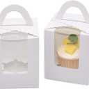 Cupcake Boxes Individual Cupcake Holders Disposable 60pcs White Single Cupcake Boxes with Window 3.6 * 3.6 * 4.3inch Cupcake Containers (60 Pcs (1 Holder))