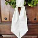 8 Pcs Christmas Wreath Sash for Front Door, Xmas White Cotton Linen Sash Accessories for Wreaths Thanksgiving Decorations
