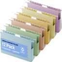 XINGIA Legal Size Hanging File Folders Extra Capacity, Heavy Duty 1'' Expansion Hanging Folders for Filing Cabinet, 12 Pack Wheat Straw File Folders Hanging with Tabs, Pastel File Organizer for Office