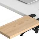 OUGIC Ergonomic Desk Extension Tray, 30 x 15 cm, Clamp Without Perforation, Foldable Keyboard Drawer Tray, Wrist Rest, Computer Stand (Maple)
