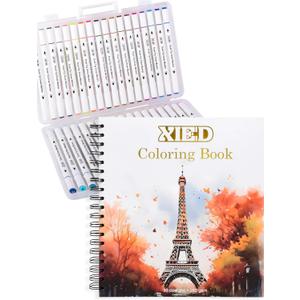 Stress Free Adult Coloring Book with Markers 36 Colors Alcohol Markers & Coloring Book for Adults to Relax and Relieve Anxiety, Included 30 Themes Designs