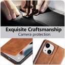 EYZUTAK Premium PU Leather Flip Folio Case for iPhone 15 Plus, Magnetic Closure Protective Case Kickstand Function Card Cash Slots Shockproof Durable Wallet Cover Soft TPU Inner Phone Case - Brown