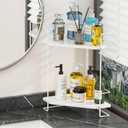 2-Tier Bathroom Counter Organizner, Bathroom Organizers and Storage for Bathroom, Kitchen Counter, Corner Storage Shelf for Bedroom, Storage, Makeup, Skincare, Perfume (White)