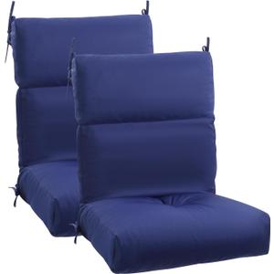 High Back Chair Cushion, 44" x 20" UV Resistant & Water-Repellent Patio Furniture Chair Pads with Non-Slip Ties for Rocking Chairs, Adirondack, Dinning Chairs, Dark Blue, 2Pcs