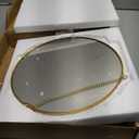 LONGWIN Hanging Wall Circle Mirror Decor Gold Geometric Mirror with Chain for Bathroom Bedroom Living Room 9.8" (12.9"L x 9.8"W)