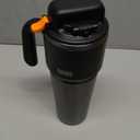 32 oz Tumbler with Handle and Straw, Vacuum Insulated Stainless Steel Travel Mug for Men, Gamer Cup with Push-button Lid, Tactical Gaming Setup Accessory, Fits in Cup Holder - Obsidian Black