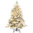 4.5 ft. Pre-Lit Snow Flocked Hinged Artificial Christmas Tree with 120 LED Lights