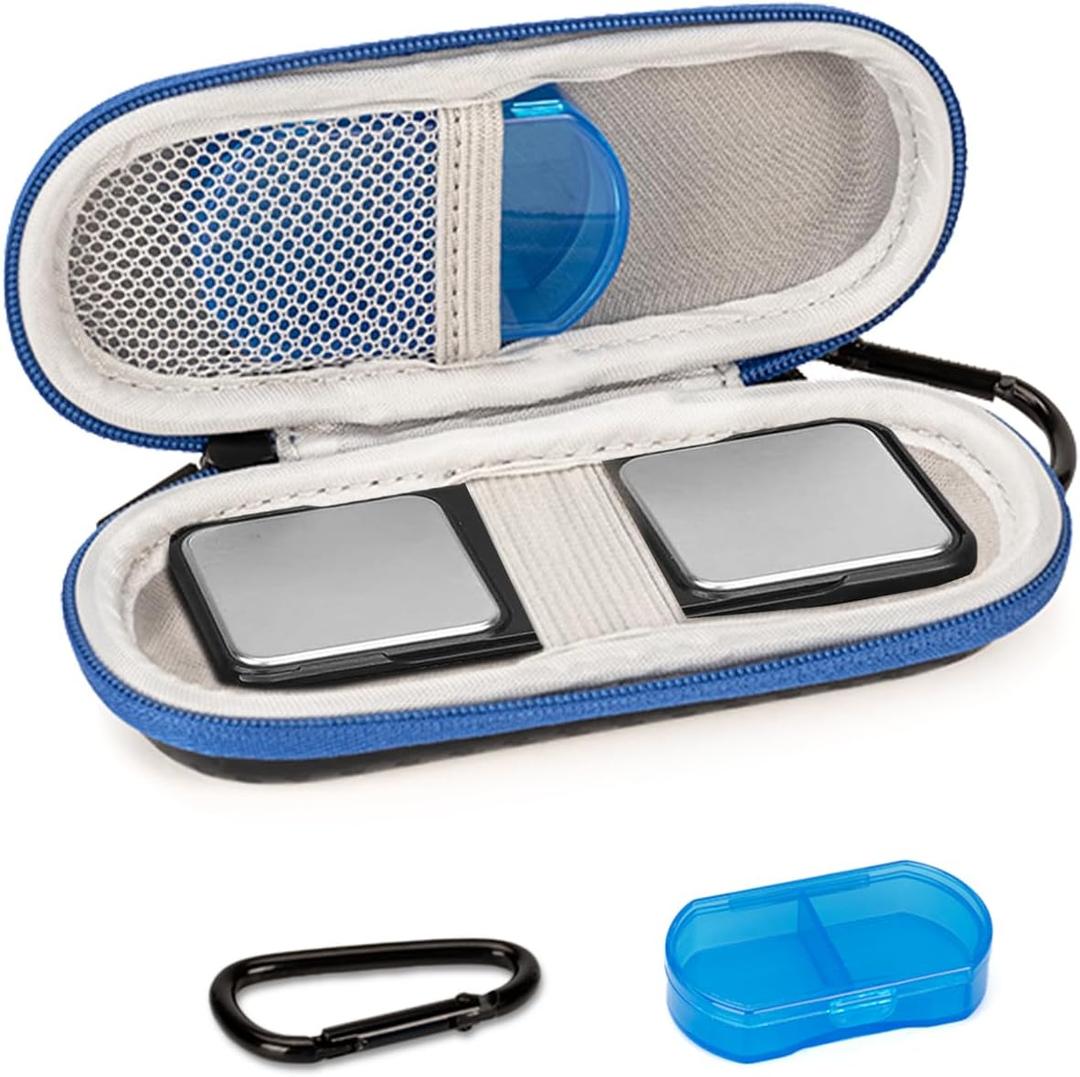 Case Compatible with Kardiamobile EKG Monitor, Case for Kardiamobile EKG Heart Monitor with Pill Box, Hard Travel Stroage for Alivecor Kardia Mobile 6L, Pill Box and Carabiner Clip (Black)