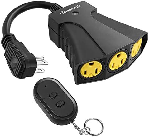 DEWENWILS Outdoor Remote Control Outlet, Wireless Remote Outlet Power Switch, Weatherproof 15 A Heavy Duty Electrical Plug, 3 Grounded Outlets for String Lights, 100Ft Range, UL Listed