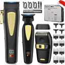 Zeuti Hair Clippers,Mens Beard Trimmer,Electric Razor for Men,Professional Hair Cutting Kit & Zero Gap T-Blade Trimmer & 7500 RPM Foil Shaver with LCD Display,Mens Gift