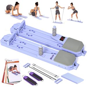 Nicoler Portable Pilates Reformer Set- Pilates Board 8-in-1 Multi-Functional Pilates Equipment (Purple)