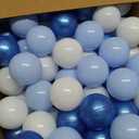 GOGOSO Ball Pit Balls for Toddler, Baby Plastic Playballs Kids Soft Pastel Pelotas Non-Toxic BPA-Free Pearl Blue+Light Blue+White 100 Balls