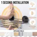 LEVERLOC Shower Caddy Suction Cup, Heavy Duty Bathroom Organizer for Inside Shower with Hooks & Soap Holder NO-Drilling Bathroom Holder-Brown