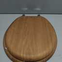 Mayfair Natural Oak Veneer Toilet Seat with Chrome Hinges, Round, Wood
