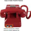 Traditional Red Landline Phone, Retro Corded Telephone Visible Ringing Indicator, Classic 2500 Analog Desk Phone, Vintage Corded Desk Telephone Large Button, Old Red Telephone Landline for School,Home