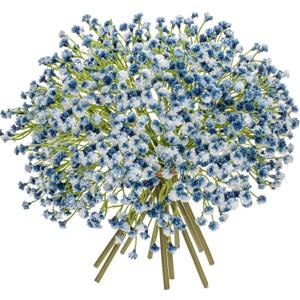 Baby's Breath Artificial Flowers Bulk 10 Pack (30pcs) Faux Baby Breath Plastic Flower Fake Gypsophila Flower Arrangement for Crafts Fake Flowers Bouquet for Wedding Centerpieces Blue Baby Breath