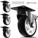5 Inch Heavy Duty Casters, 2600lbs Capacity (Set of 4) - Industrial Swivel Caster Wheels with Brakes for Workbenches, Carts & Furniture - Floor Protecting & Quiet Roll