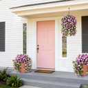 ZFProcess Artificial Fake Hanging Flowers for Outdoors, 2 Pcs Artificial Hanging Plants Outdoors Spring Summer Decor, UV Resistant Faux Violet Silk Flowers for Planters Front Door Yard Garden(Purple)