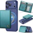 Defencase for Magsafe Wallet Magnetic Card Holder RFID Blocking, PU Leather Minimalist Phone Wallet for MagSafe Phones and Cases for iPhone 17/16/ 15/14/ 13/12/ Pro/Max/Plus/Air, Blue Green