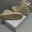 Shupua Boots for Women Winter Combat Boots Womens Ankle Boot Shoes Warm Snow Booties Hiking Sneakers with Zipper (7, Beige)