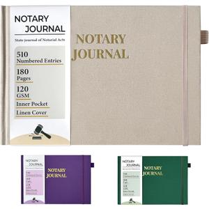 Notary Journal Log Book, Linen Notary Book with 510 Record Entries, Notary Log Books Notarial Public Journal for Notarial Acts, Notary Supplies with Privacy Guard, 120gsm Thick Paper, 10x7 (Beige)