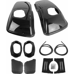 Vivid Black 6x9 Speaker Lids CVO Style For Harley 2014-Later Touring Saddlebags Road King, Road Glide, Street Glide, Ultra Limited, Electra Glide Standard