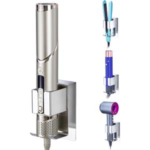 Hair Straightener Holder Wall Mount Curling Iron Holder, Blow Dryer Holder Wall Mounted, Adhesive Hair Dryer Holder, Hair Tools Organizer Storage for Bathroom Vanity (1, Silver)