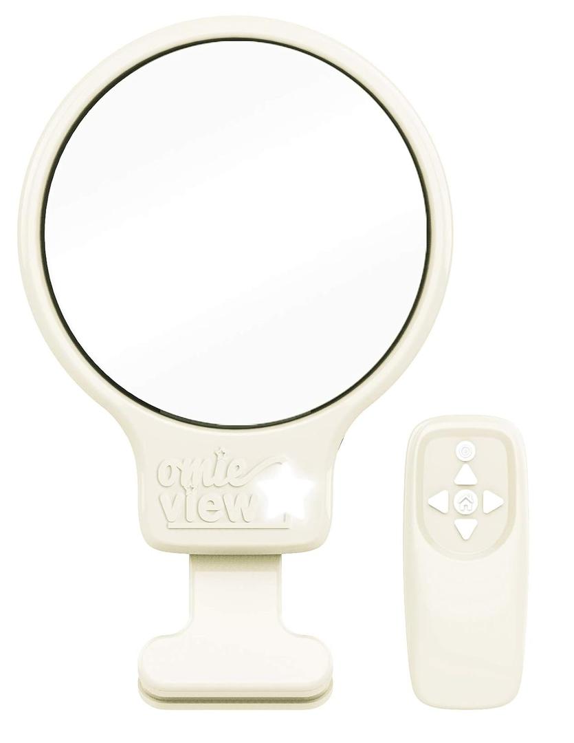 Clip-on Mirror with Remote Control & LED Light for Baby Monitoring. Use with Bassinet or Crib