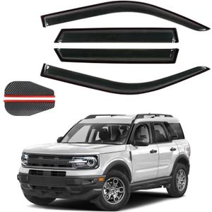 4 PCS Rain Guards Fit for 2021-2024 Ford Bronco Sport, Tape-On Side Window Visor, Outside Mount Window Deflector, Smoke Tinted Vent Visors, 2021 2022 2023 2024