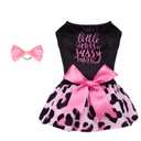 CuteBone Little Miss Sassy Pants Dog Leopard Print Dress Velvet for Small Dogs Girl Puppy Dresses Pink Dog Clothes CVA15S-D