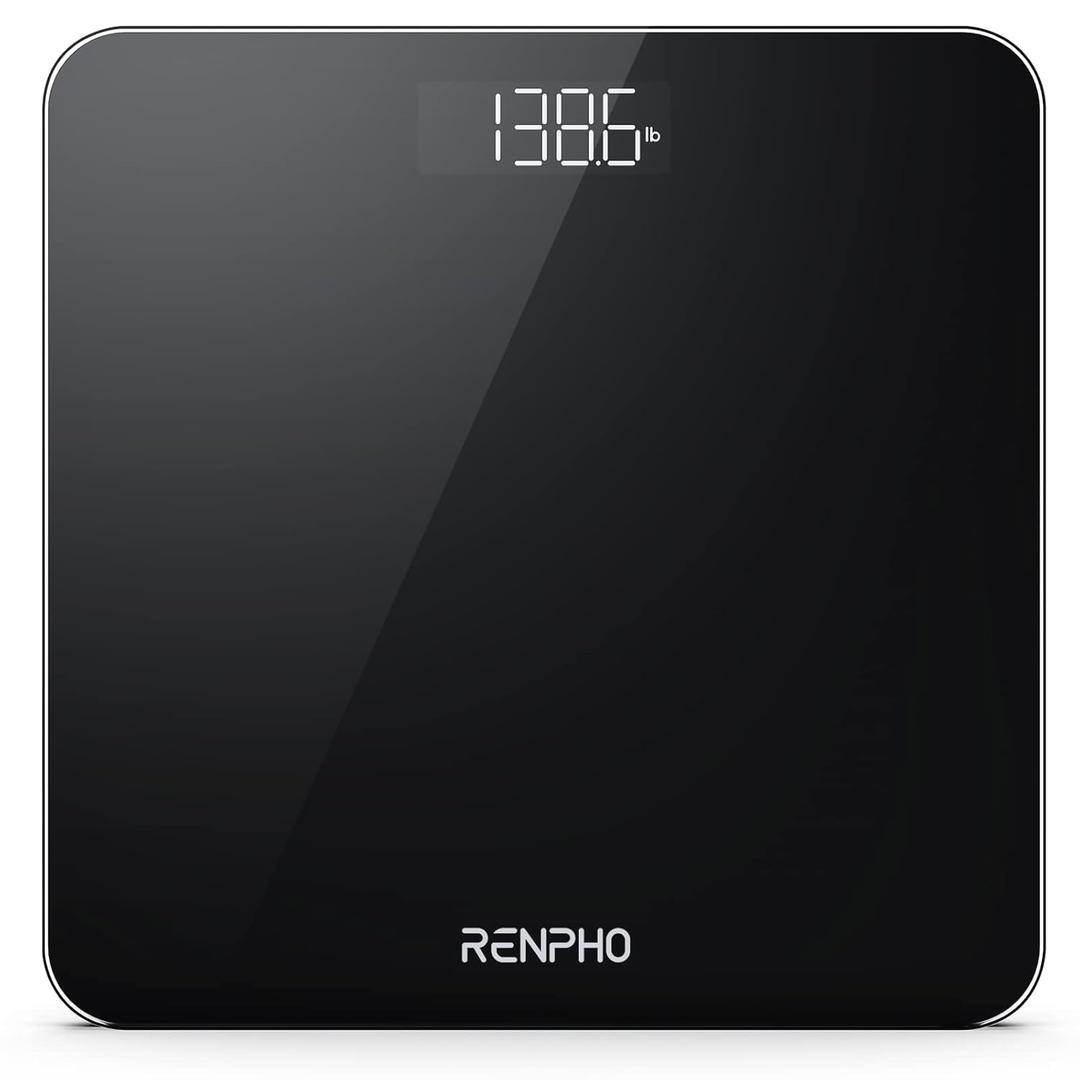 RENPHO Scale for Body Weight, Bathroom Weighing Scale, Highly Accurate & Measures Weight up to 400 lb/180kg, Batteries Included, 11"/280mm, Black