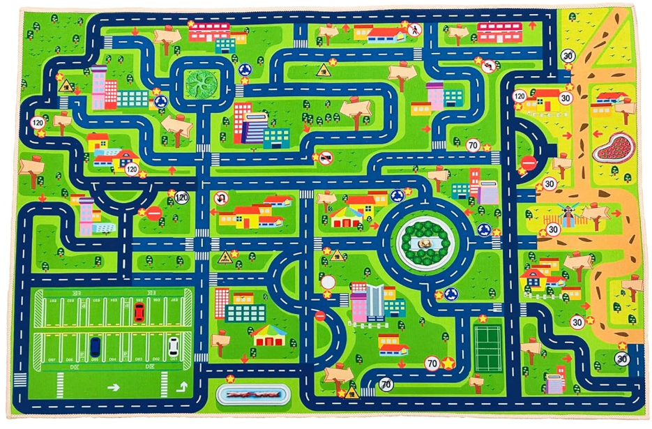 Kids Play Mat, Bedroom, Kids Playroom, Bedroom, Playroom, City and Town Map - (63X39 Inches)