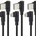 6 Ft Right Angle Micro USB Cable 90 Degree USB 2.0 A Male to 2.0 USB Micro Male High Speed Fast Charging Cords for Samsung Galaxy S7 Edge/S7/S6,LG,Power Bank Smartphones & More(Black/3-Pack)